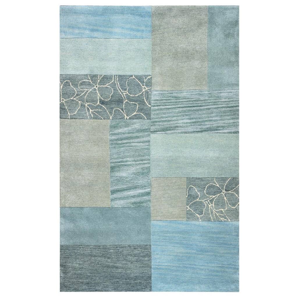 Blue Pattern Block Rug - 9' x 12'