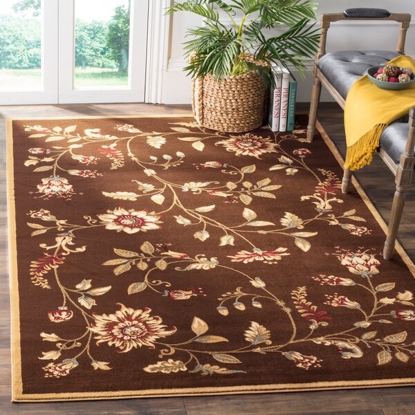 Safavieh Lyndhurst Traditional Floral Brown/ Multi Rug - 6'7 x 9'6
