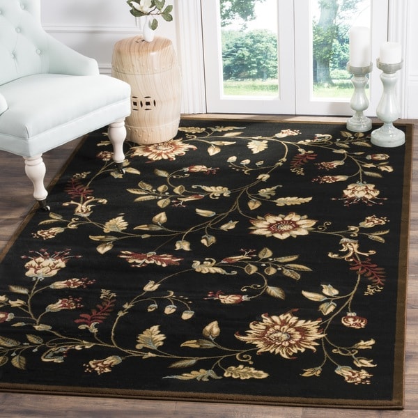 Safavieh Lyndhurst Traditional Floral Black/ Multi Rug (6'7 x 9'6)