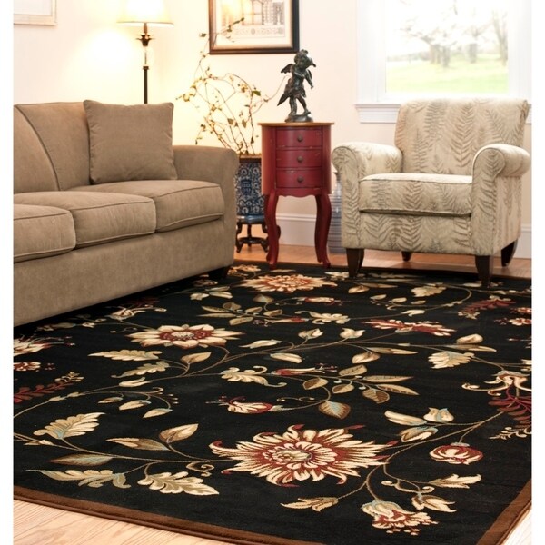 Safavieh Lyndhurst Traditional Floral Black/ Multi Rug - 8'9 x 12'