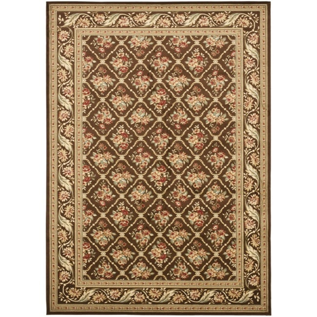 Lyndhurst Floral Trellis Brown Rug (67 X 96)