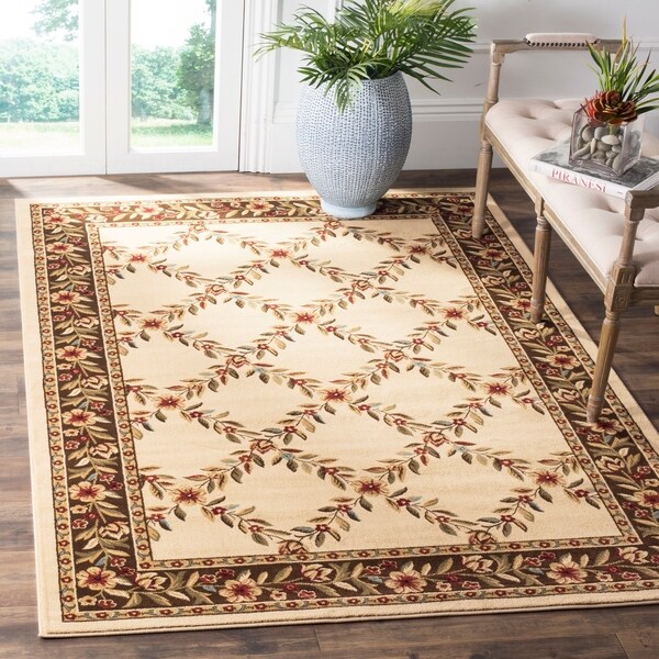 Safavieh Lyndhurst Traditional Floral Trellis Ivory/ Brown Rug - 6'7 x 9'6