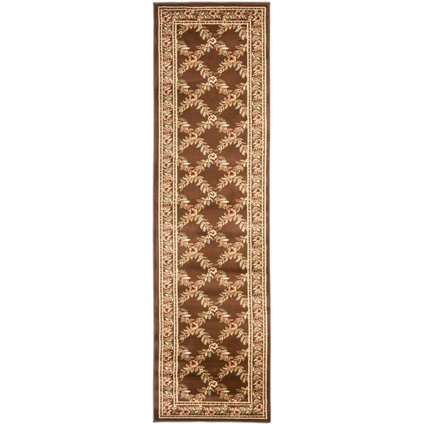 Safavieh Lyndhurst Traditional Floral Trellis Ivory/ Brown Rug - 2'3" x 12'