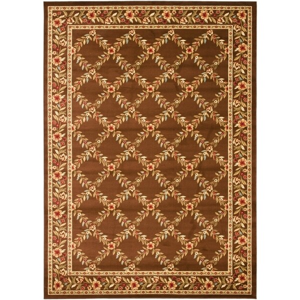 Safavieh Lyndhurst Traditional Floral Trellis Ivory/ Brown Rug - 8'9" x 12'