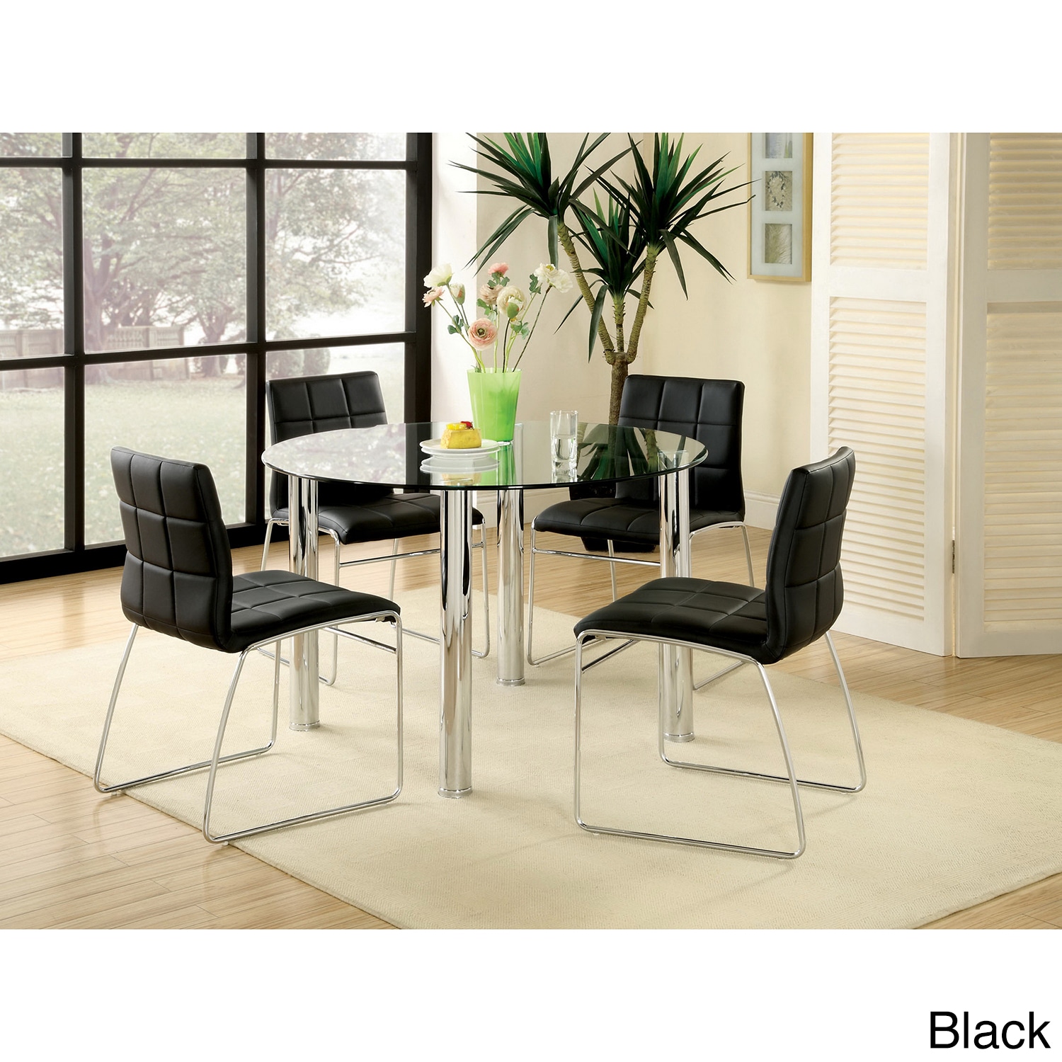 Furniture Of America Furniture Of America Donnabella 5 piece Chrome plated Steel Dining Set Black Size 5 Piece Sets