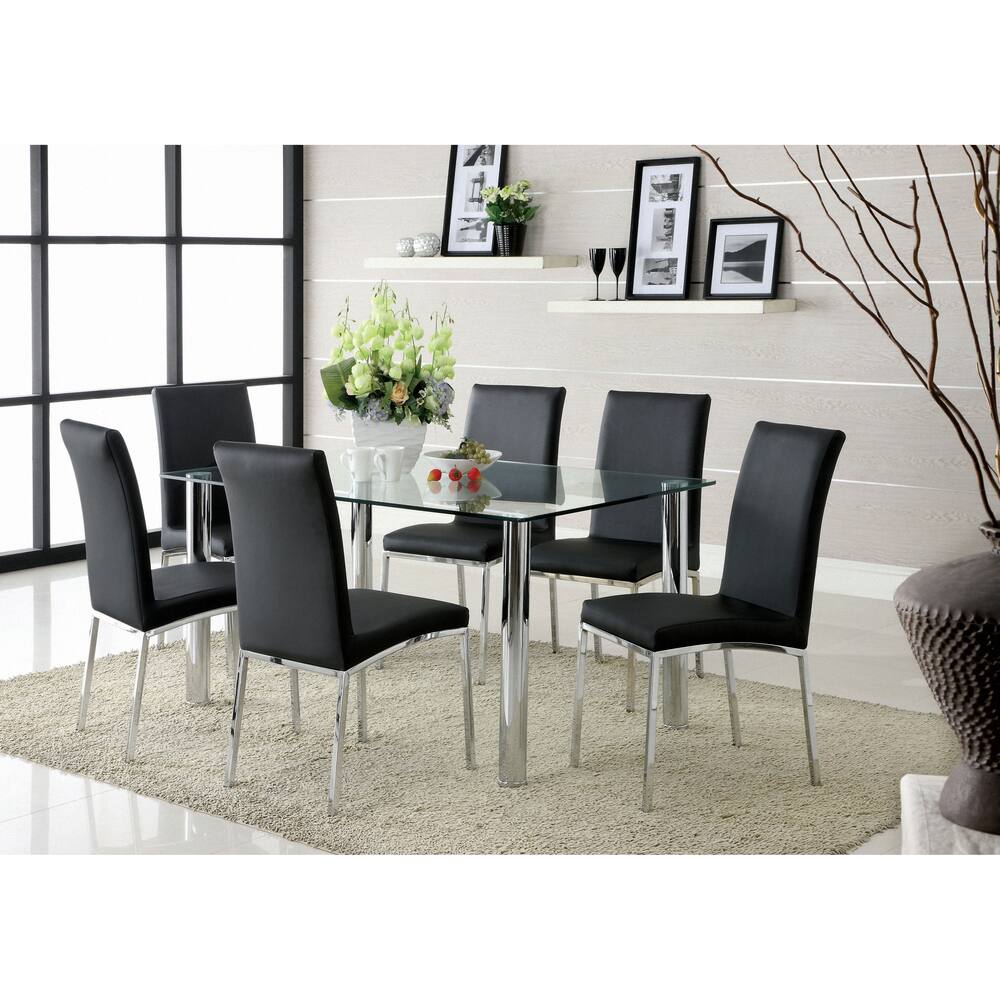 Furniture of America Arden Contemporary 7-piece Glass Top Dining Set