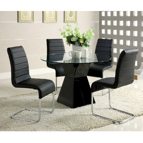 Hann Modern Black 5 Piece High Gloss Dining Set by Furniture of