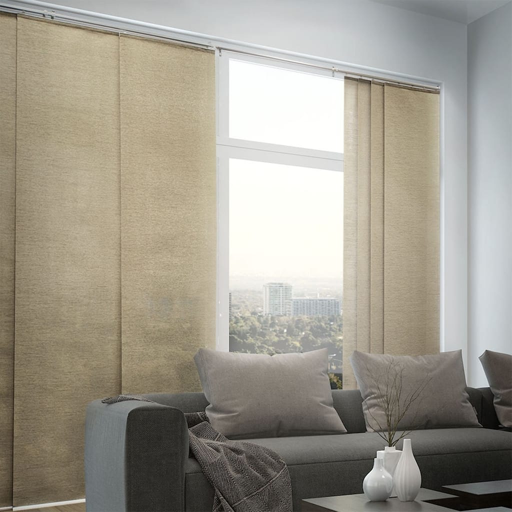 Chicology Adjustable Sliding Panel, Classic - Natural Woven, Privacy, 80"W X 96"H - Nevada Timberwolf