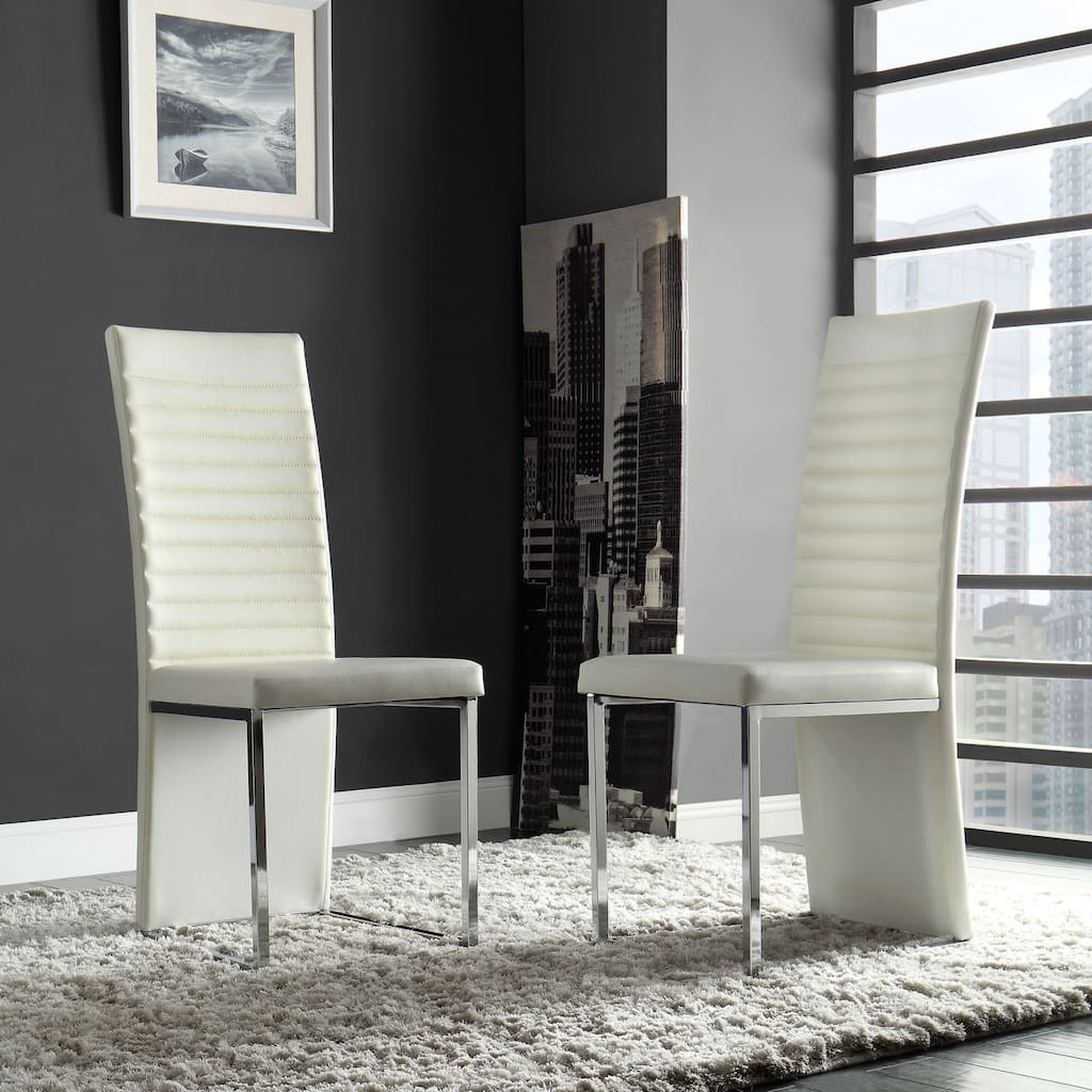 Reynold White Metal Sleek Modern Contoured Dining Chair (Set of 4) by iNSPIRE Q Bold