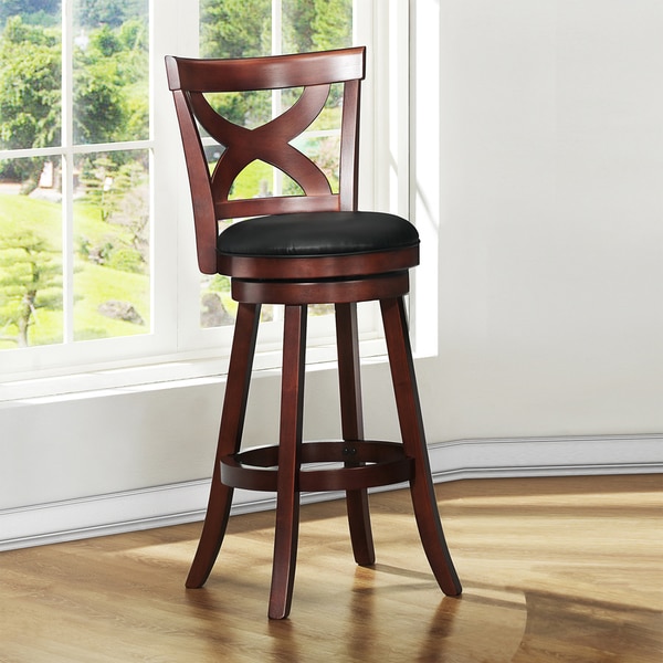 Crosby Cherry X back 29 inch Swivel High Back Barstool by iNSPIRE