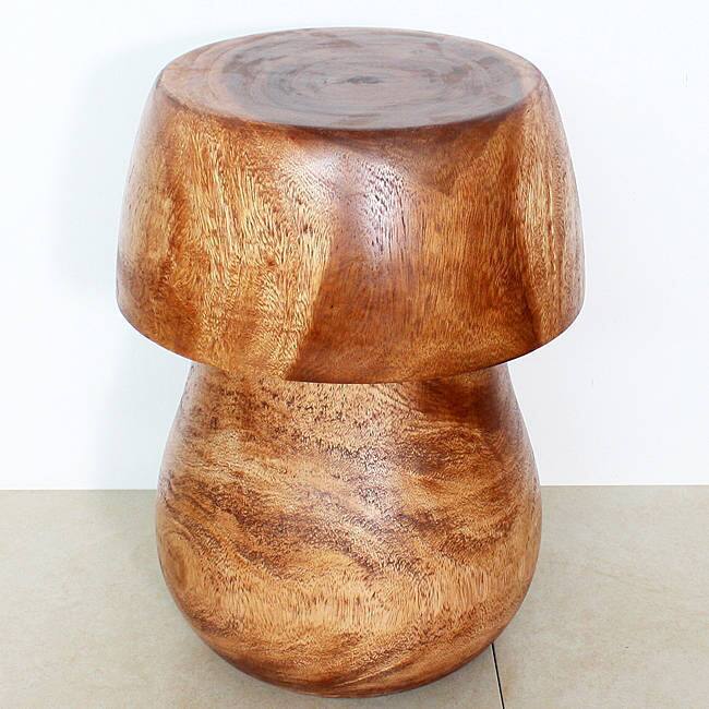 Handmade Wooden Light Teak Mushroom End Table (Thailand)