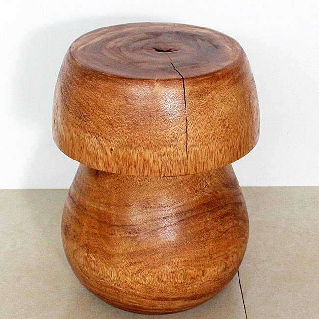Handmade Wooden Light Teak Mushroom End Table (Thailand)