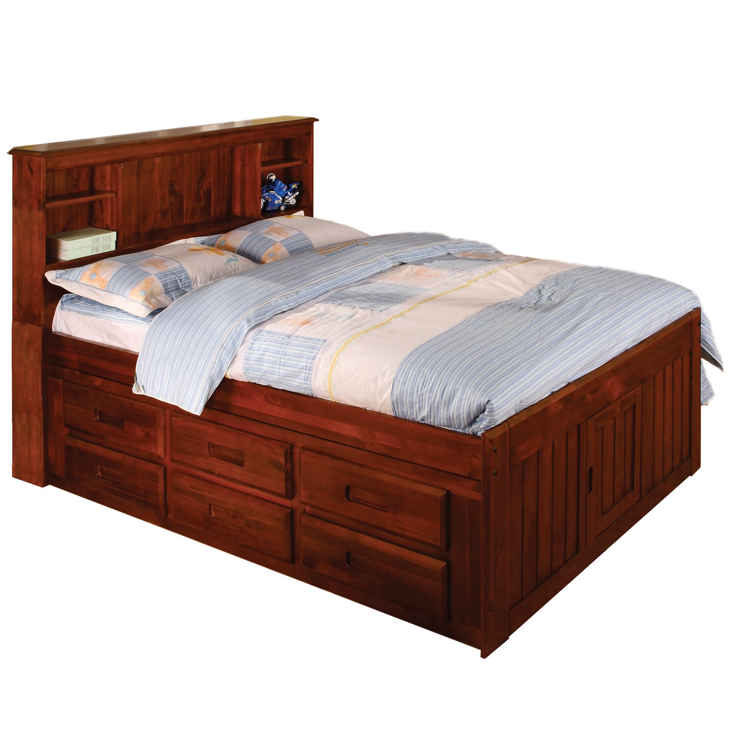 Shop Merlot Bookcase 6 Drawer Full Size Bed Free Shipping Today