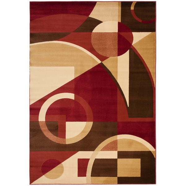 Safavieh Porcello Modern Abstract Red/ Beige Area Rug - 5'3" x 7'7"