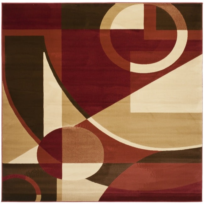 Contemporary Porcello Cosmos Red Rug (7 Square)