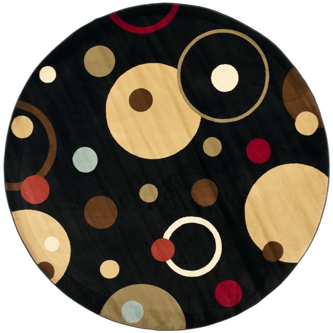 Porcello Cosmos Contemporary Black Rug (7 Round)