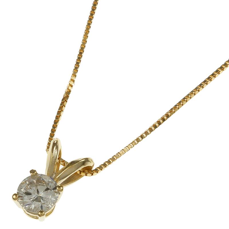 Auriya 1/3 carat TDW Round Solitaire Diamond Necklace 14k Gold(J-K, I2)