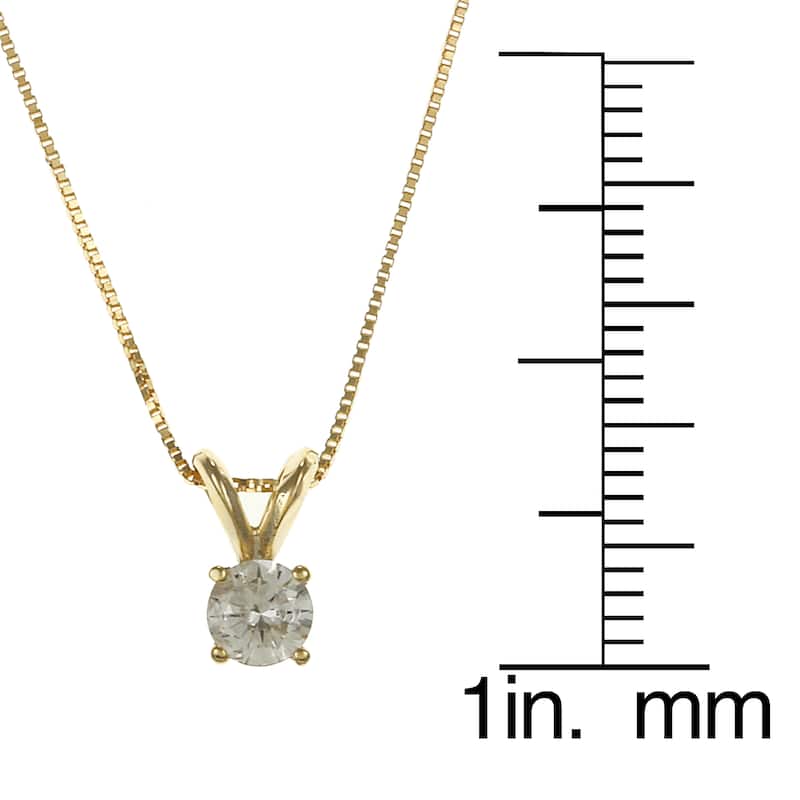 Auriya 1/3 carat TDW Round Solitaire Diamond Necklace 14k Gold(J-K, I2)