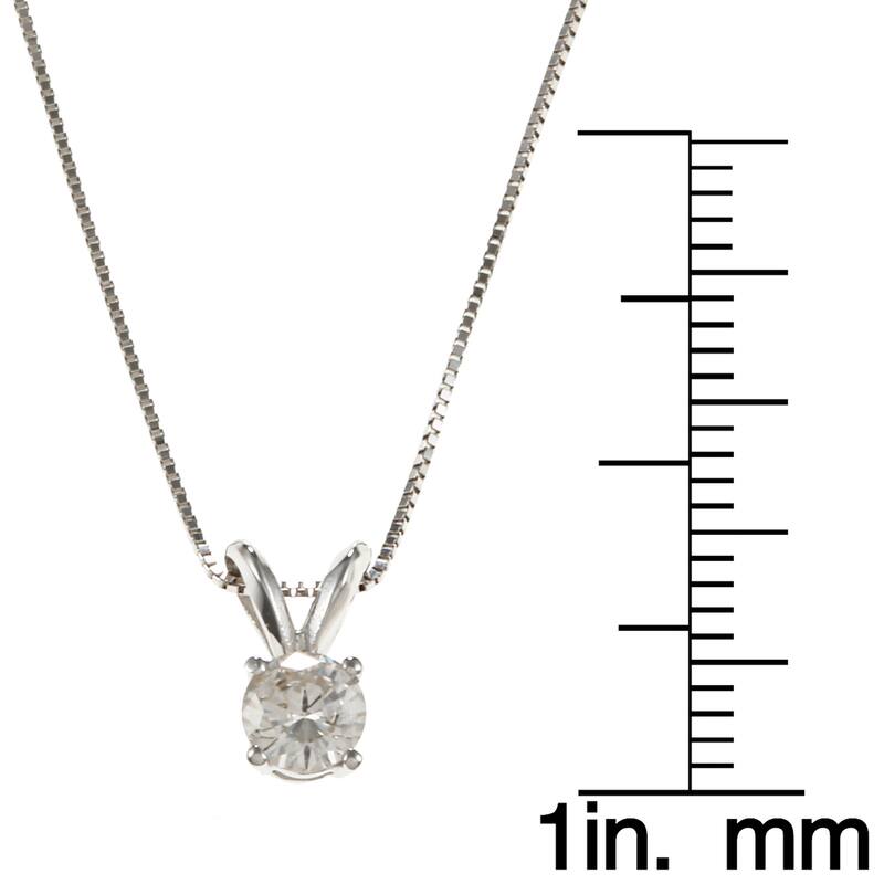 Auriya 1/3 carat TDW Round Solitaire Diamond Necklace 14k Gold(J-K, I2)