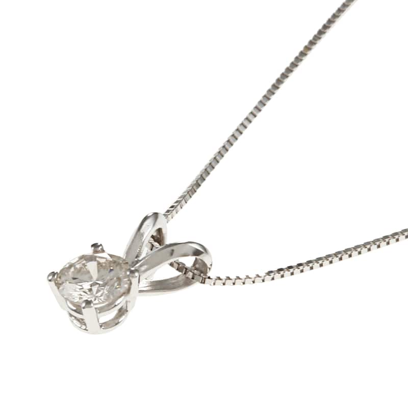 Auriya 1/3 carat TDW Round Solitaire Diamond Necklace 14k Gold(J-K, I2)