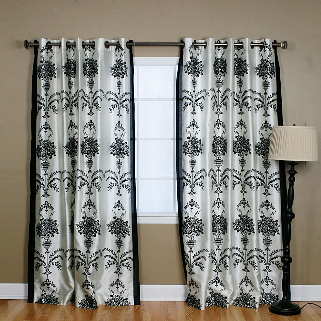 Black Velvet 84 inch Damask Curtain