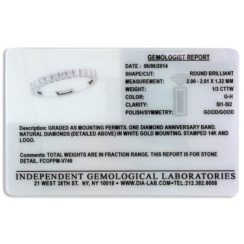 Miadora 14k Gold 1/3ct TDW Certified Diamond Ring