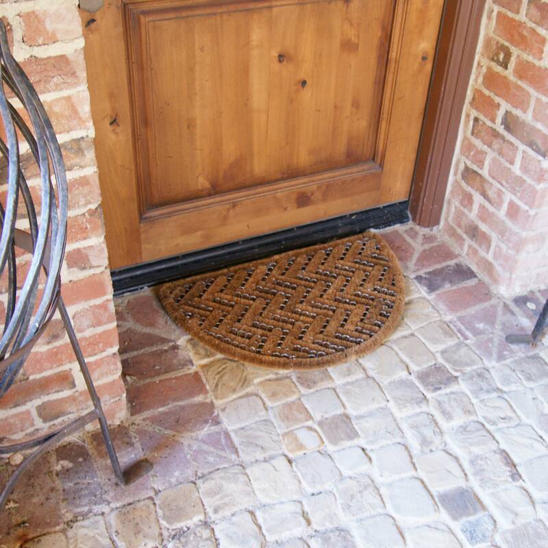 Rubber-Cal "Caspian Sea" Outdoor Half Round Scraper Doormat, 18 by 30-Inch
