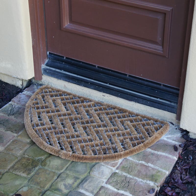 Rubber-Cal "Caspian Sea" Outdoor Half Round Scraper Doormat, 18 by 30-Inch