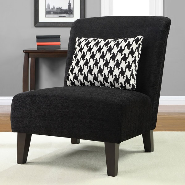 Black Armless Patent Leather Accent Chair