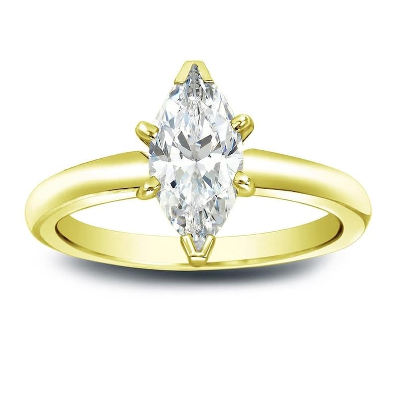 Auriya 14k Gold 1ctw Solitaire Marquise Diamond Engagement Ring (I-J, I1-I2) - 9.5 - Yellow