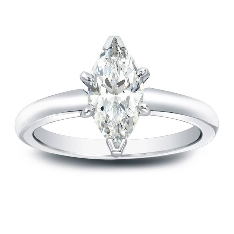 Auriya 14k Gold 1ctw Solitaire Marquise Diamond Engagement Ring (I-J, I1-I2) - 9.5 - White