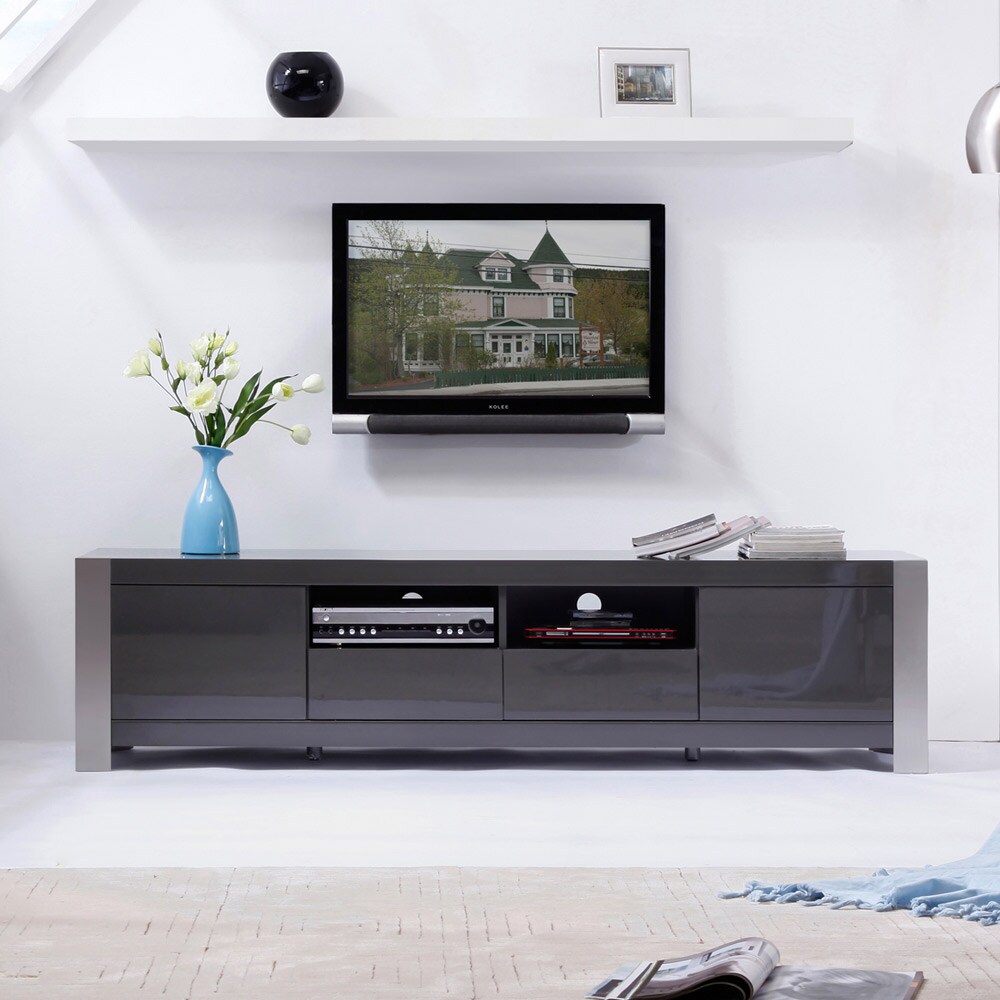 Maya Grey High Gloss Stainless Steel Tv Stand Ebay Maya Grey High Gloss Stainless Steel Tv Stand
