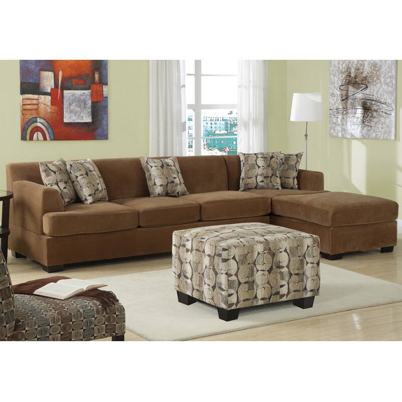 Tan Butter Velvet Sectional Set