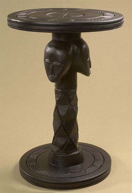 Handmade African Three Heads End Table (Ghana)