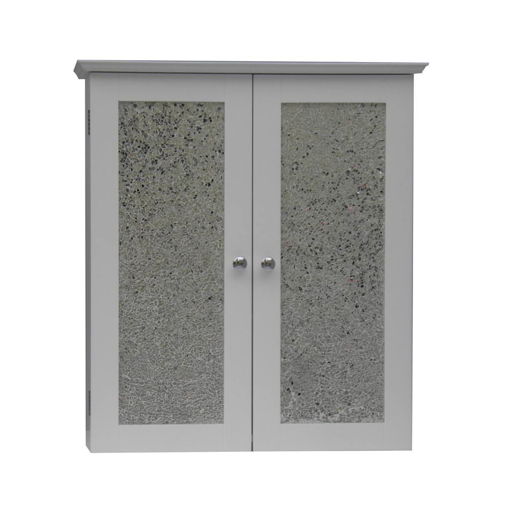 Fifth Avenue Silver Mosaic Double-Door Wall Cabinet - White