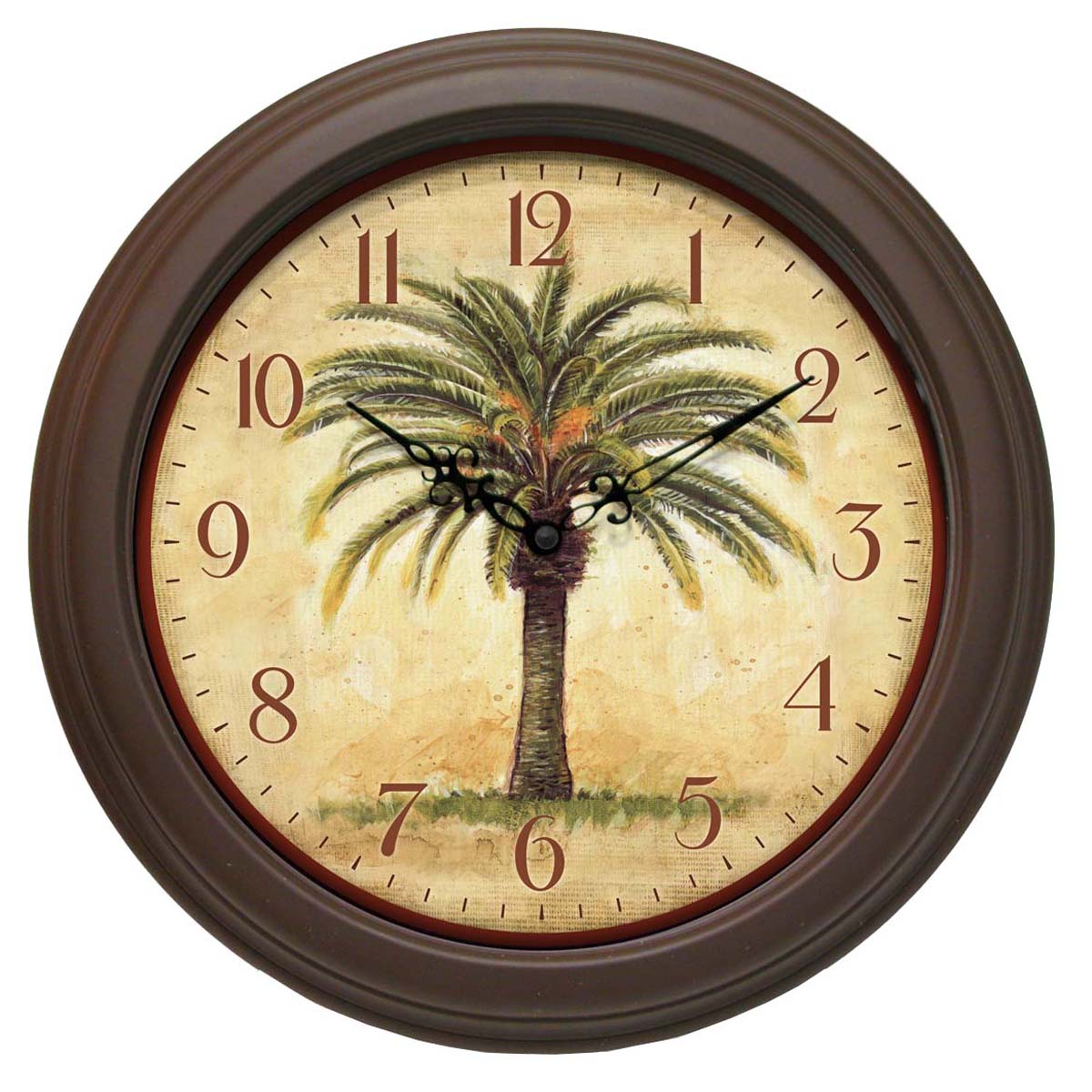 Cabana 12 inch Brown Palm Tree Resin Wall Clock