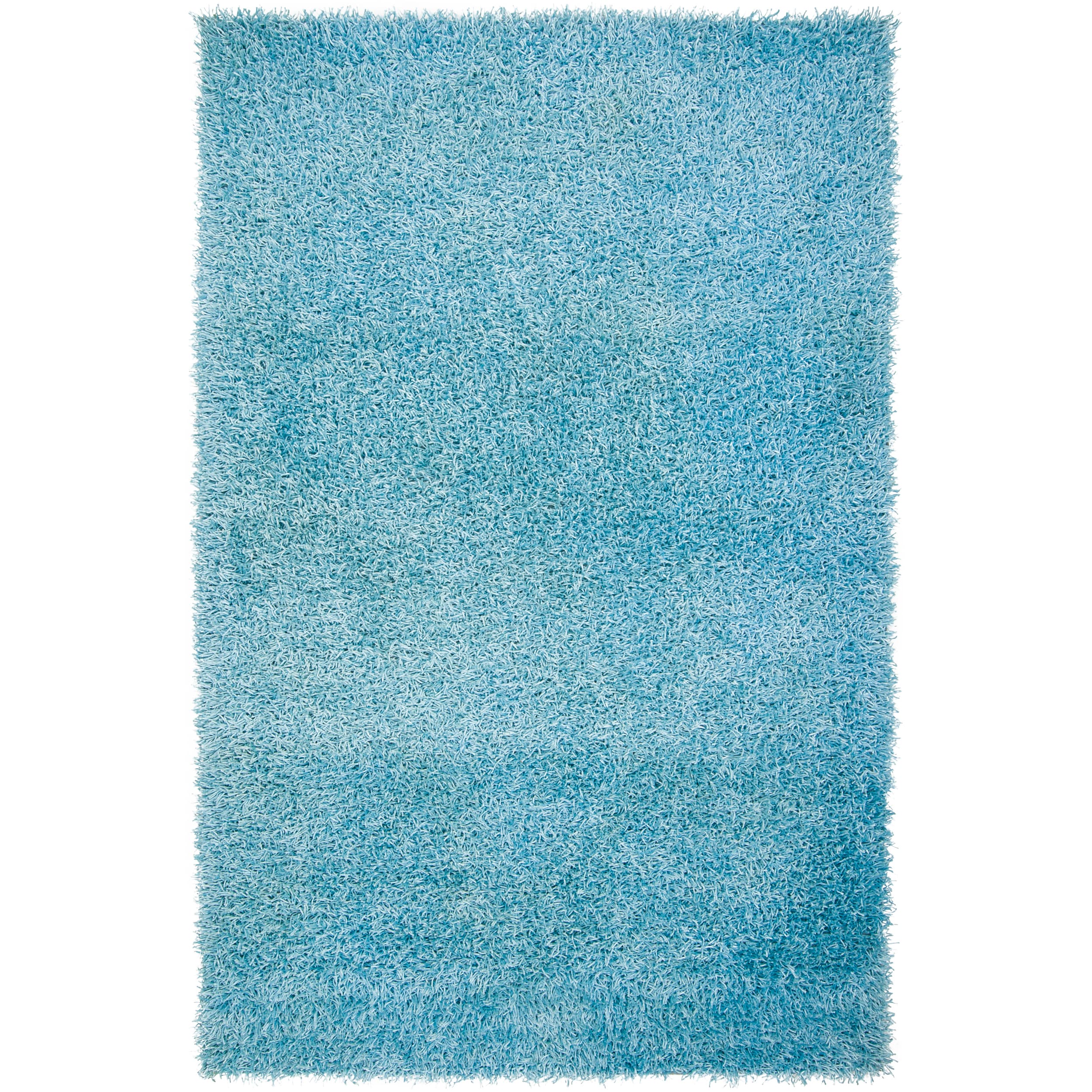 Polyester Hand woven Blue Vivid Soft Shag (36 X 56)