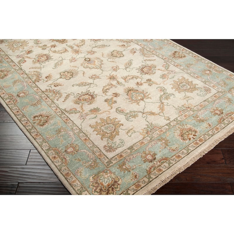 Hand-knotted Green Hobnil Wool Area Rug - 2' x 3' - 2' x 3'
