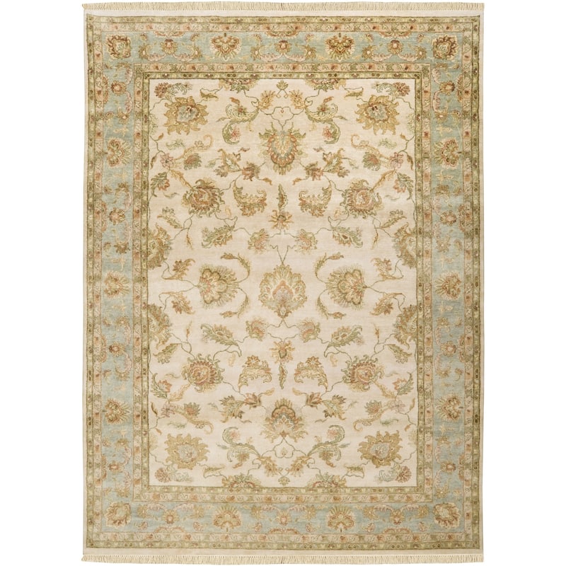 Hand-knotted Green Hobnil Wool Area Rug - 2' x 3' - 2' x 3'