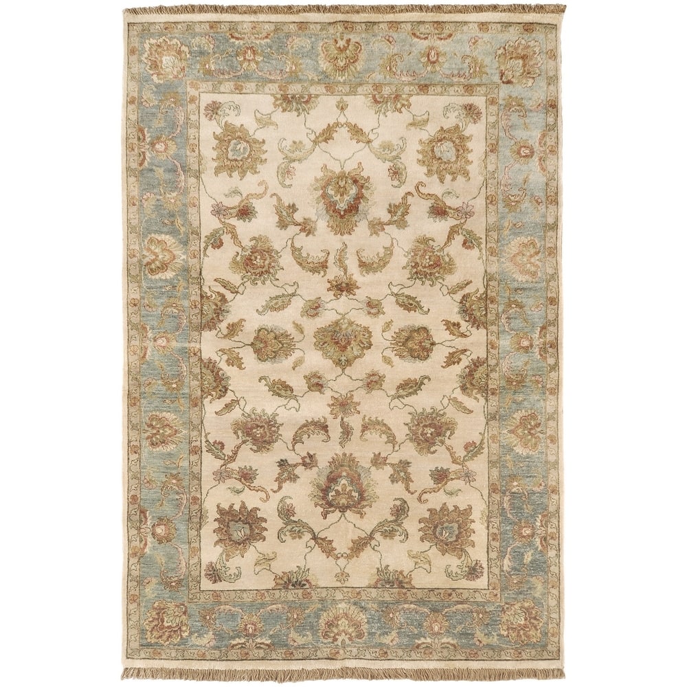 Hand-knotted Green Hobnil Wool Area Rug - 2' x 3' - 2' x 3'