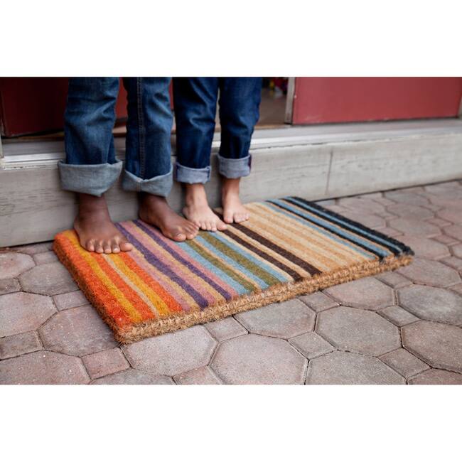 Entryways Handwoven Extrathick Rainbow Coir Doormat (1'6 x 2'6) On