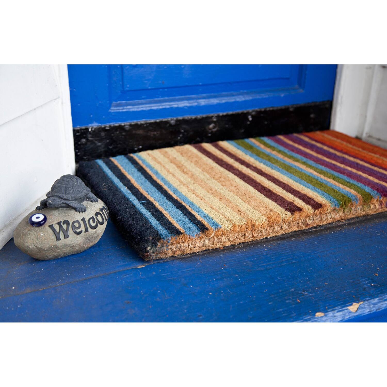 Entryways Handwoven Extrathick Rainbow Coir Doormat (1'6 x 2'6) On