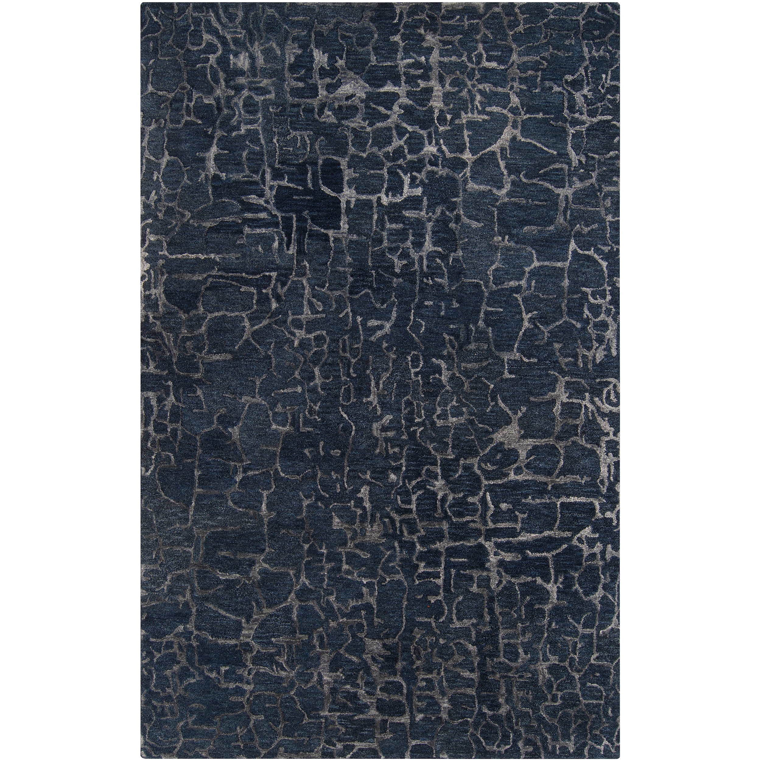 Hand tufted Contemporary Blue Papillion New Zealand Wool Abstract Rug (33 X 53)