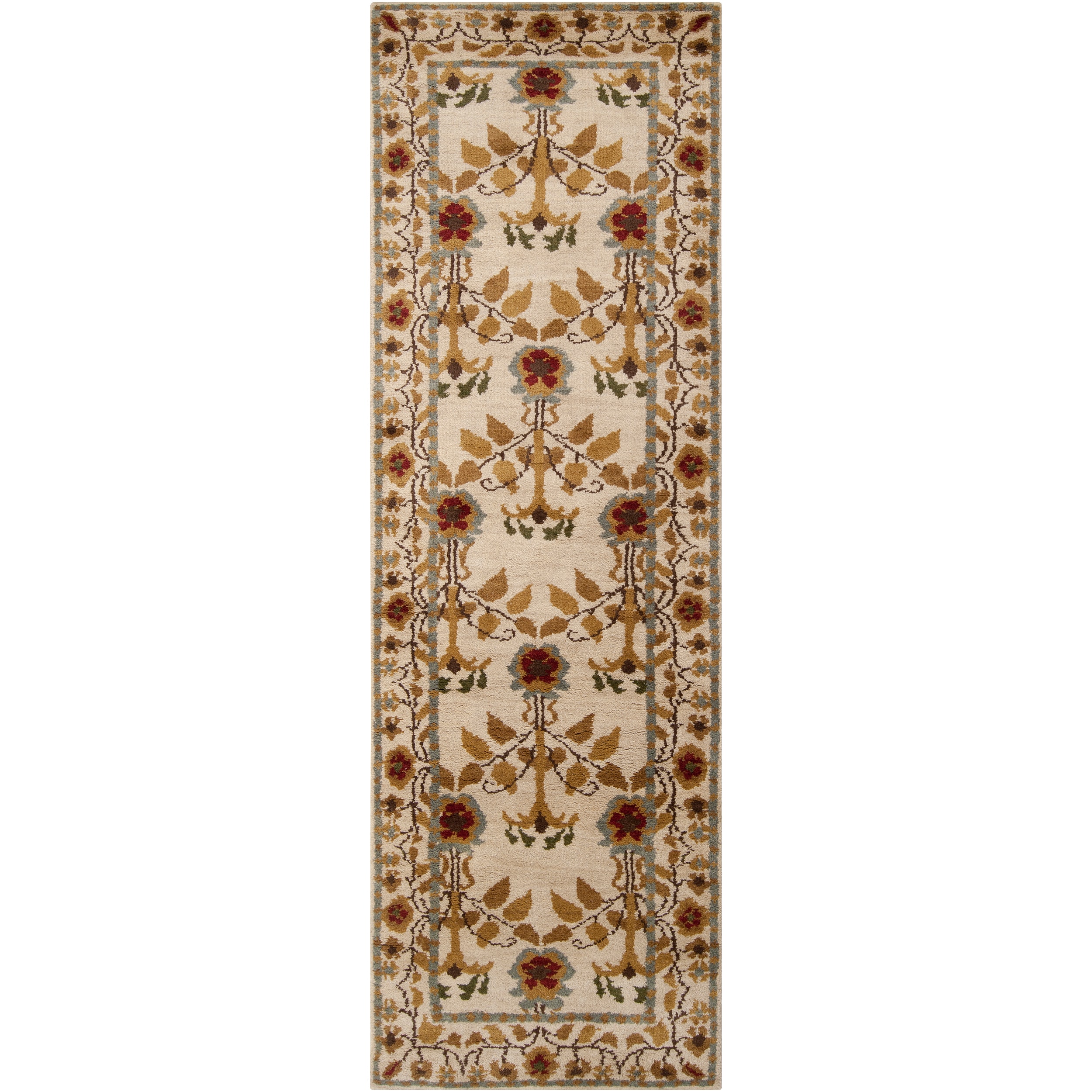 Hand knotted Beige Bedat Wool Rug (26 X 8)