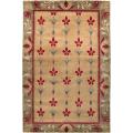 Hand-knotted Beige/Red Floral Bordered Afghan New Zealand Wool Area Rug (5' x 8') - 5' x 8'