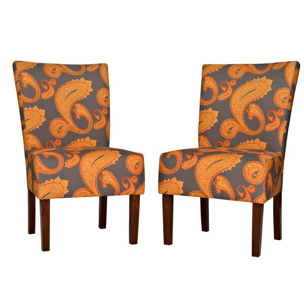 Better Living Duet Brown Paisley Upholstered Armless Dining Chairs (Set ...