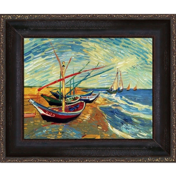 Shop Vincent Van Gogh 'Boats At St. Marie's' Hand-painted Framed Canvas ...