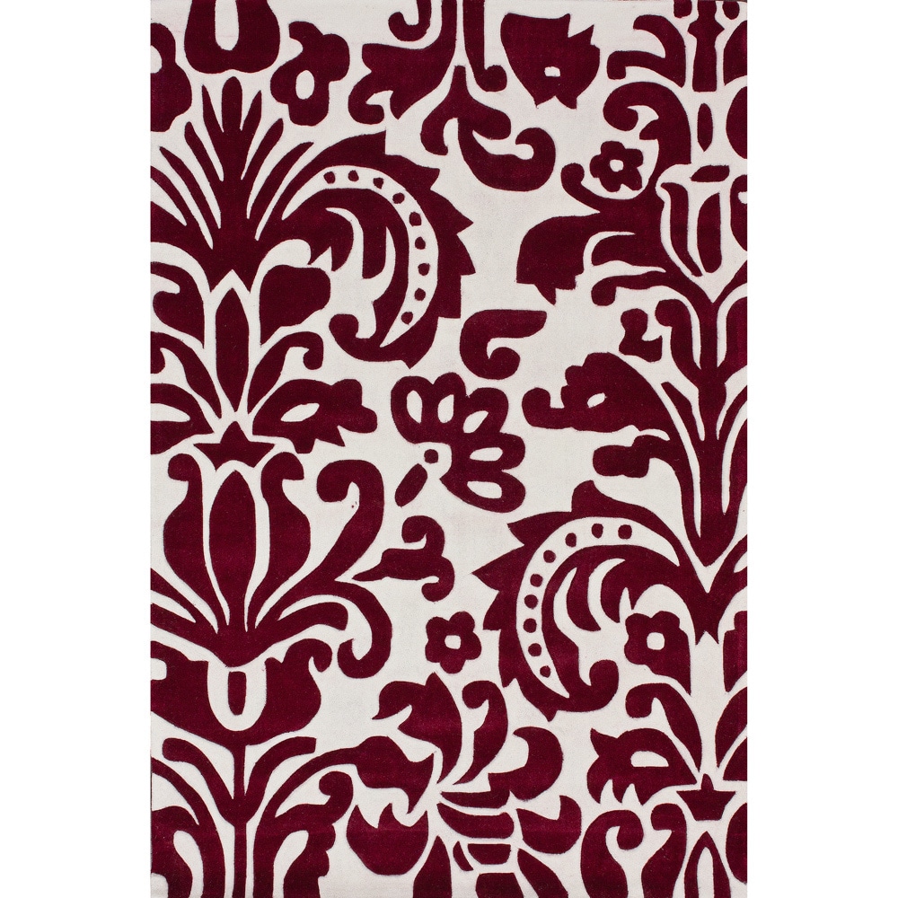 Nuloom Handmade Pino Red Tribal Damask Rug (6 X 9)