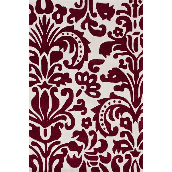 nuLOOM Handmade Pino Red Tribal Damask Rug (6' x 9')