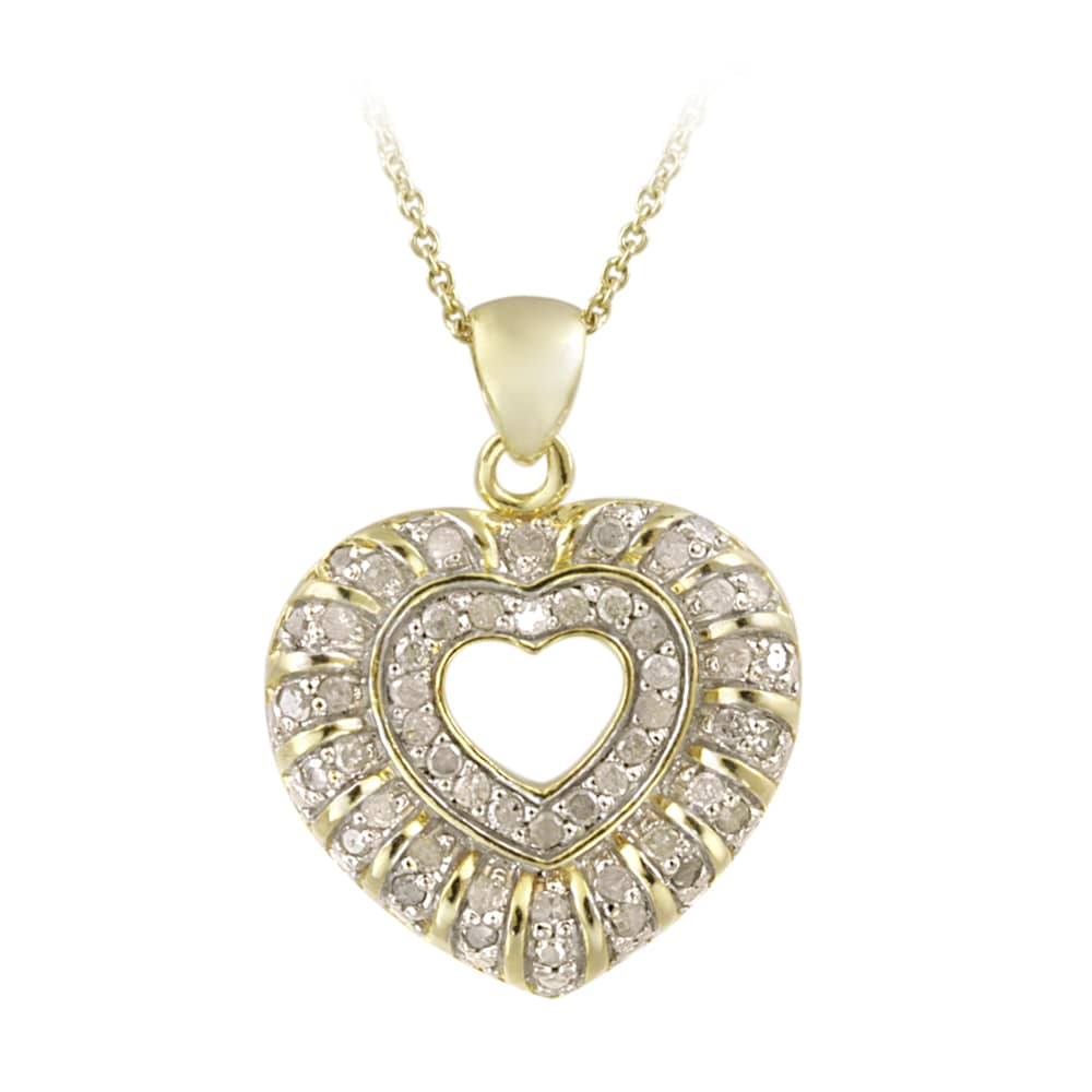 DB Designs 18k Yellow Gold over Silver 1/2ct TDW Diamond Heart Necklace (J, I3)